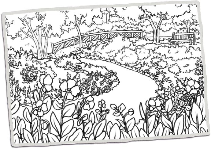 Bouton d'entrée vers le chapitre 2 des Jardins de Métis. Le chapitre n'a pas encore été complété.