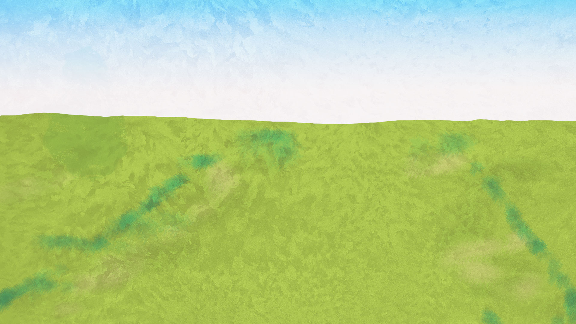 Drawing of the Ornamental Gardens at the Central Experimental Farm during winter. Heavy snow covers all the flower beds and pathways. The brown house is clear of snow, and a few coniferous trees in the background add a touch of greenery. The nearby trees are bare.