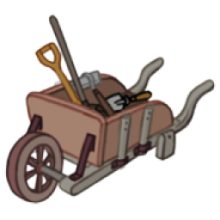 Brouette et outils de jardinage